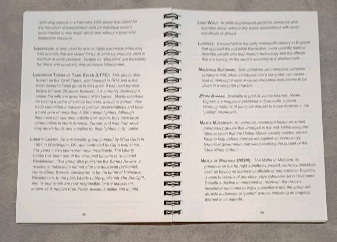 BJA Wire-Bound Book: Terrorism and Criminal Extremism, Definitions & Concepts