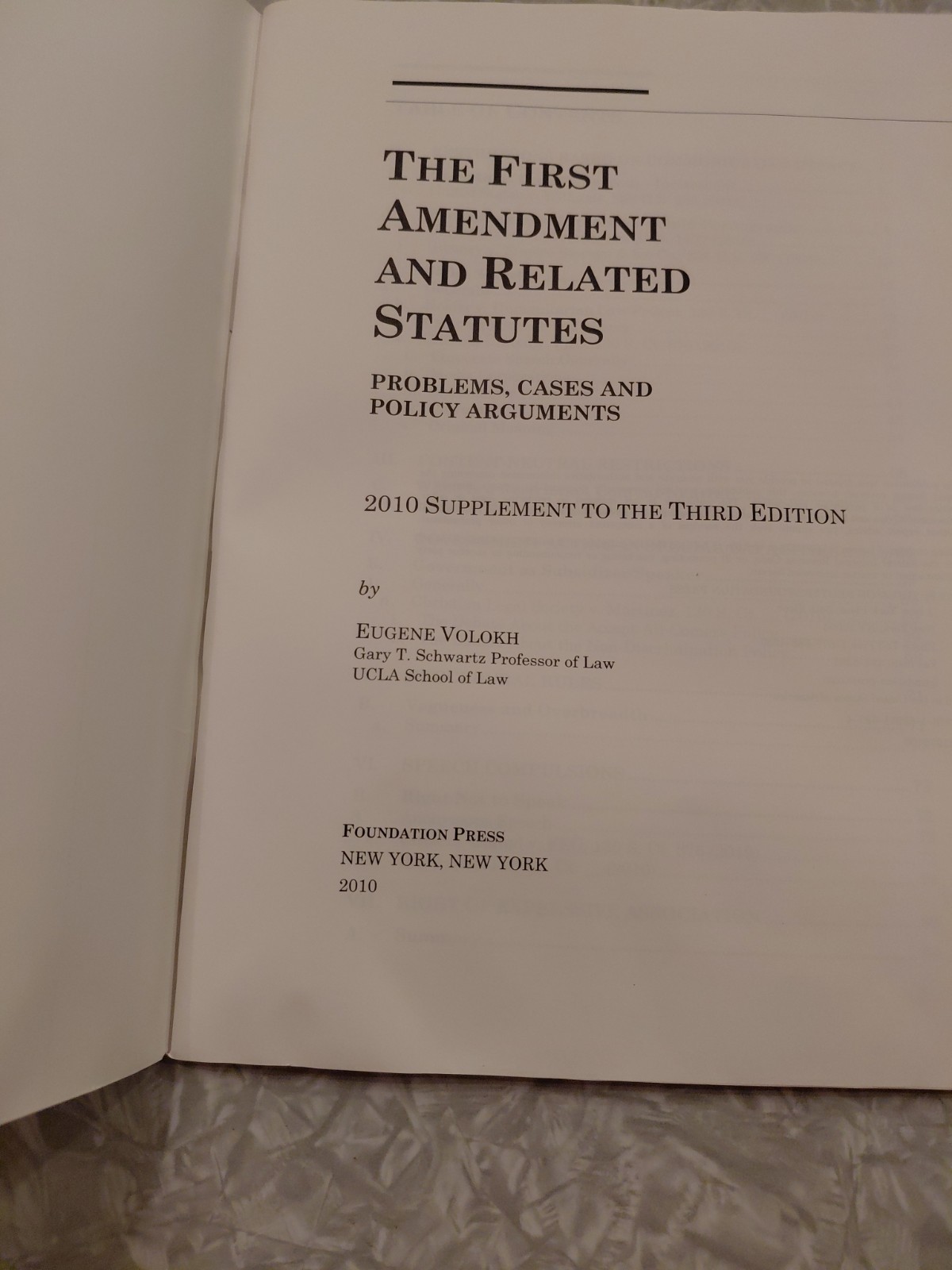 University Casebook Ser.: First Amendment and Related Statutes 3rd Edtion 2010