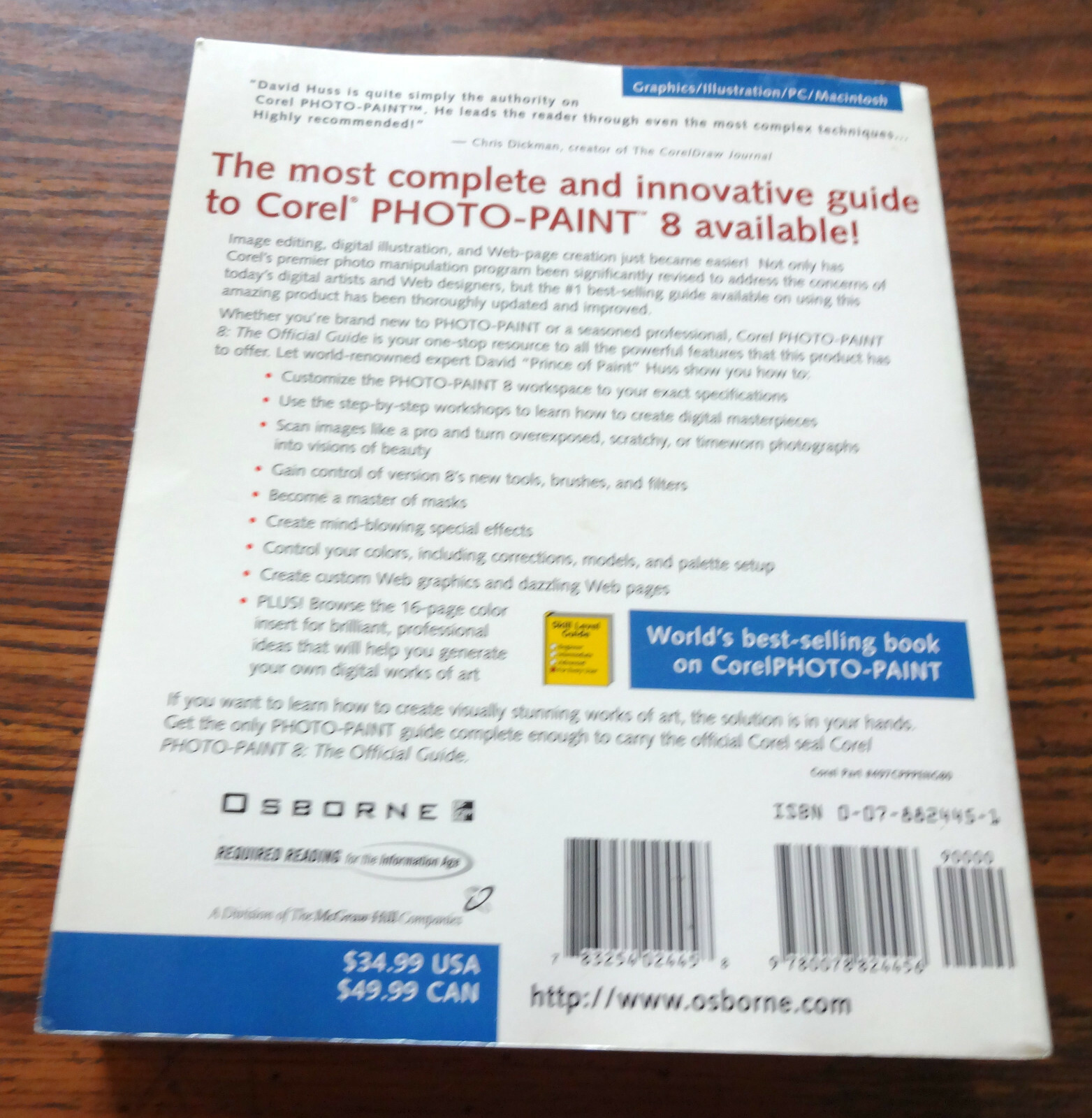 Corel Photo-Paint 8 The Official Guide David Huss Paperback Osborne/McGraw Hill