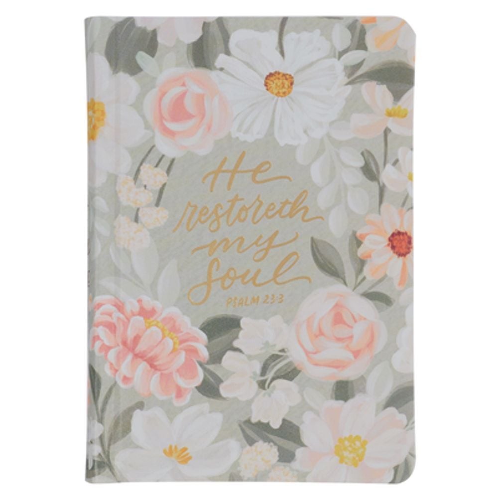 KJV Bible Compact (Faux Leather Hardcover, Gray Floral Printed Ps. 23:3) by Chri