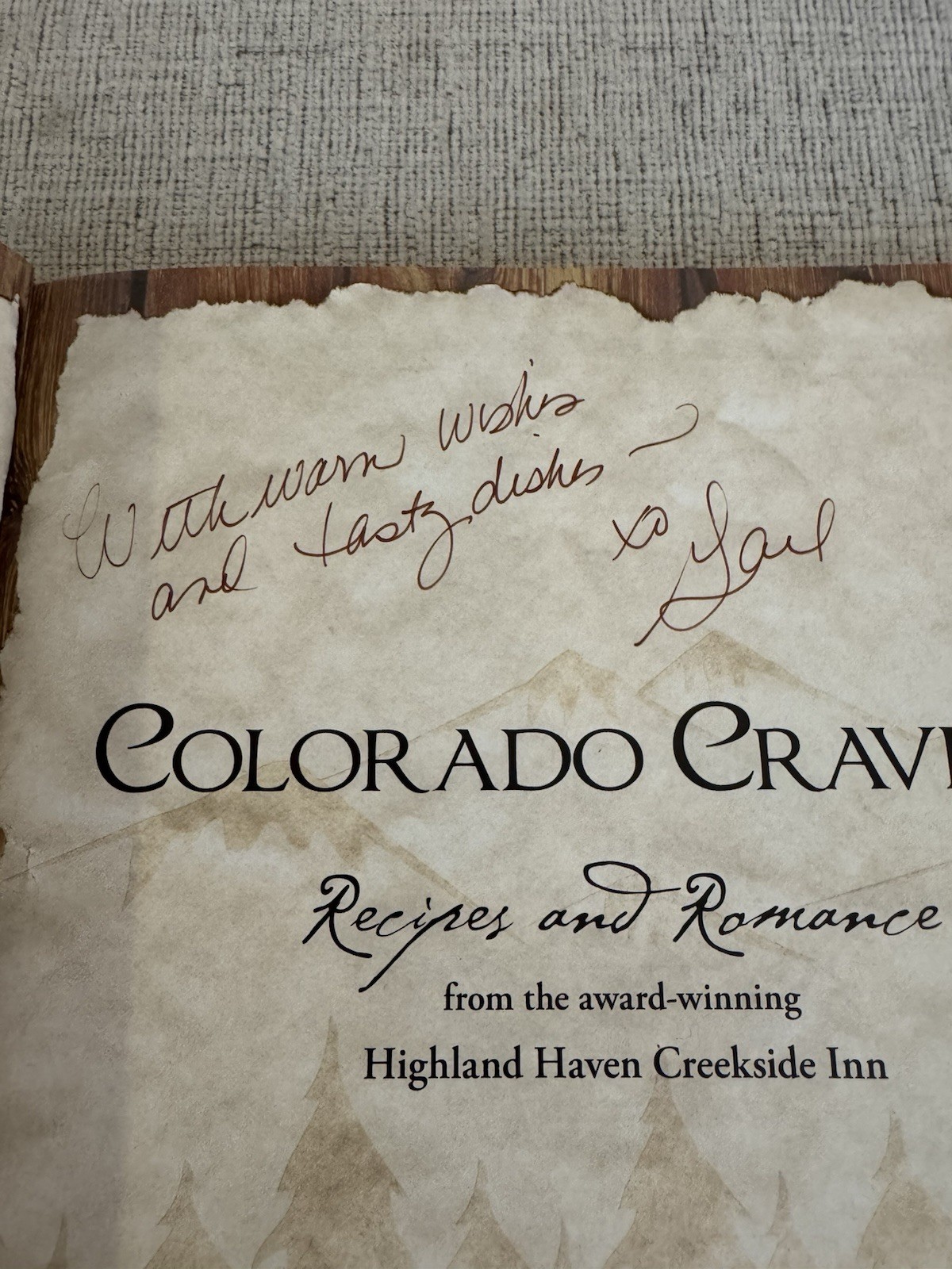 Signed Colorado Cravings Recipes & Romance Gail Riley Highland Haven Inn