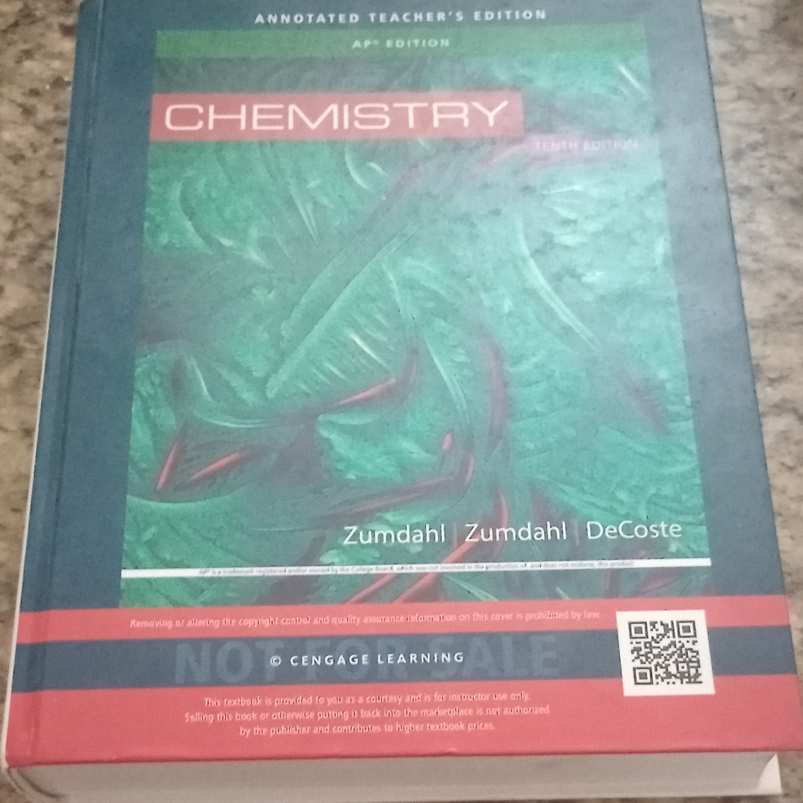 Chemistry AP Edition Annotated Teacher’s Ed HC 2018 Cengage Zumdahl DeCoste
