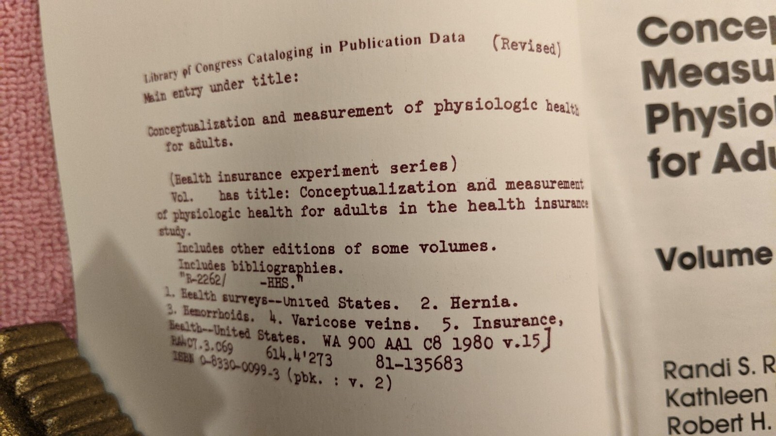 CONCEPTUALIZATION…PHYSIOLOGIC HEALTH FOR ADULTS: Surgical Conditions, 1983, PB