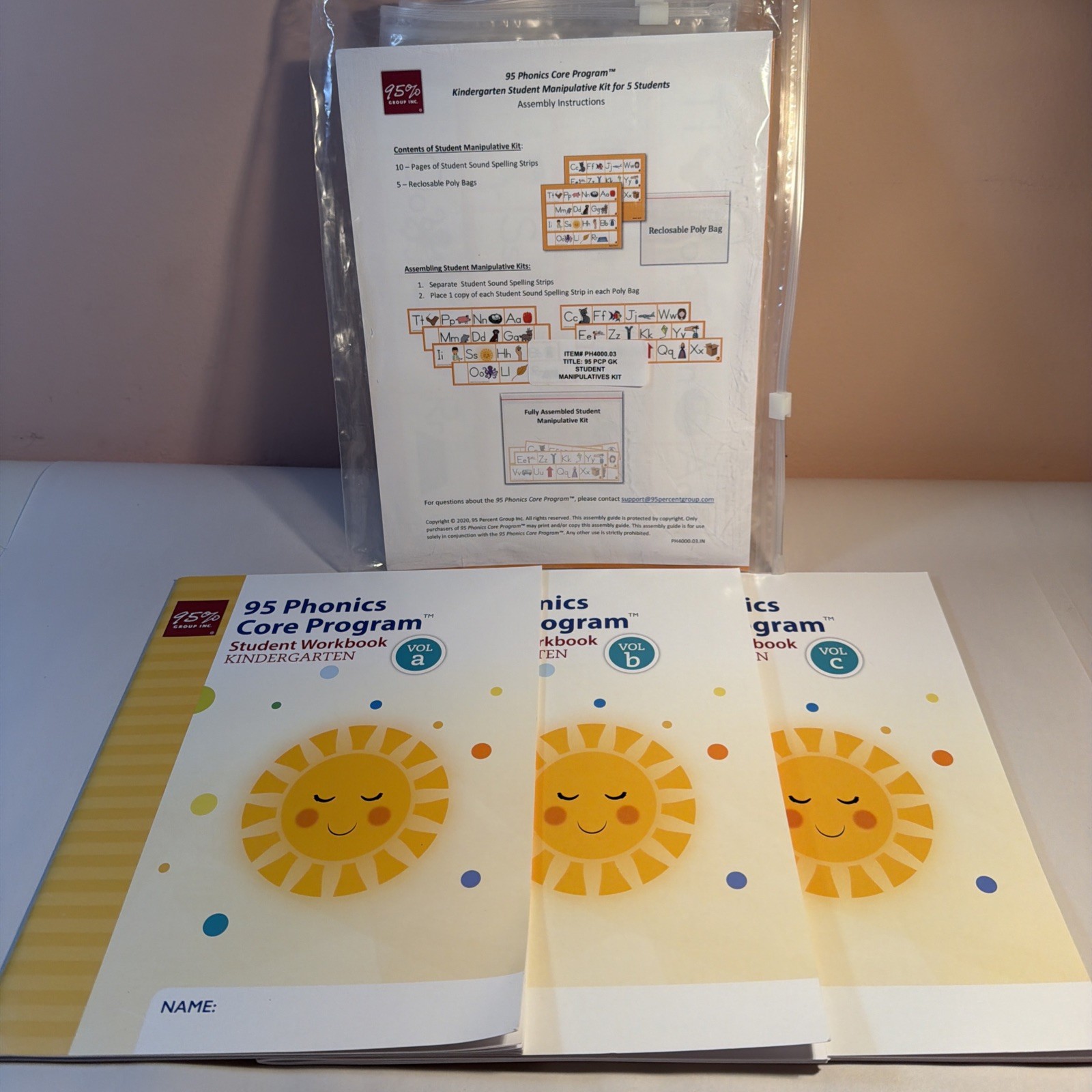 95 Phonics Core Program – Grade K – Vol. A, B, C + STUDENT MANIPULATIVES KIT