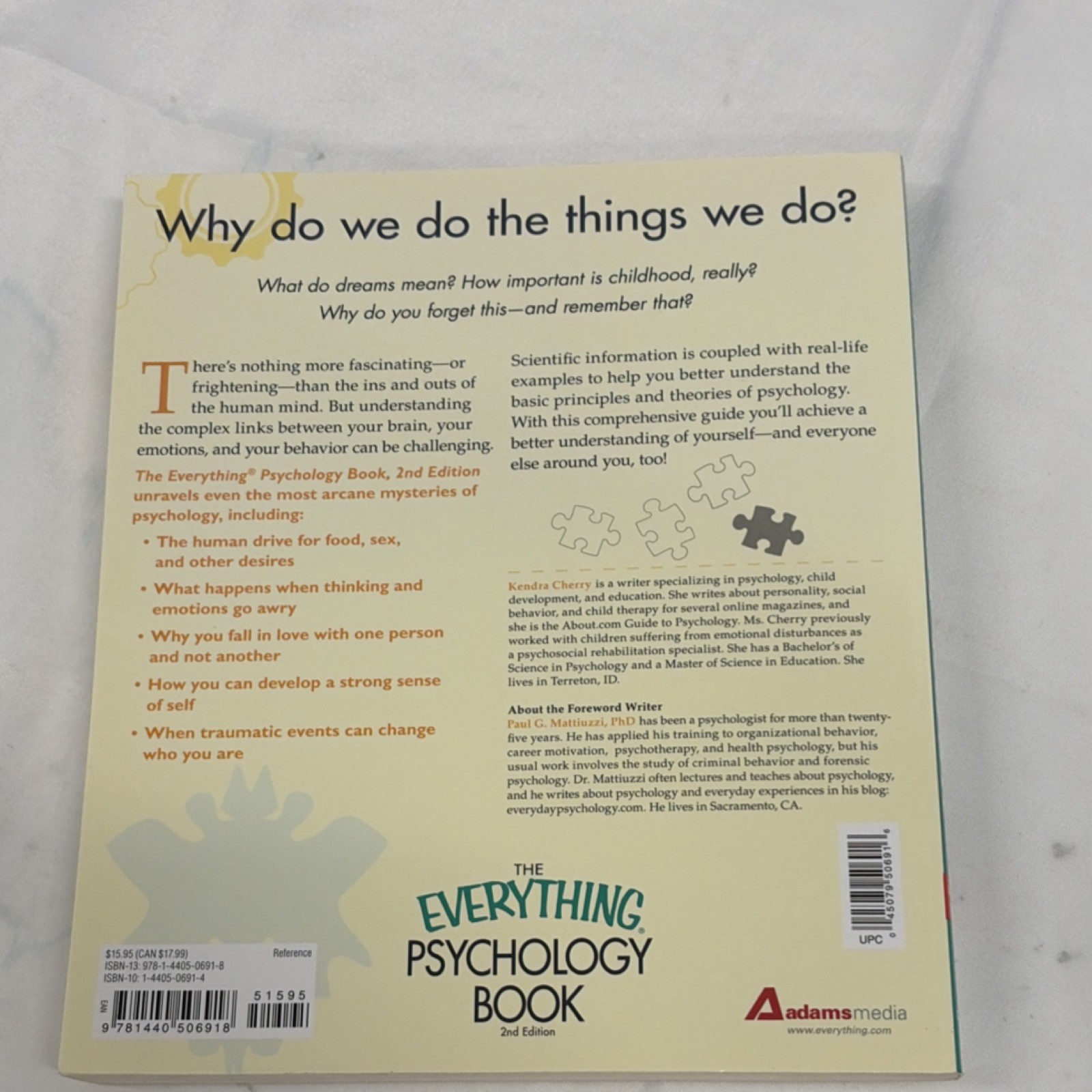 The Everything Psychology Book 2nd Edition by Kendra Cherry Adams Media Textbook
