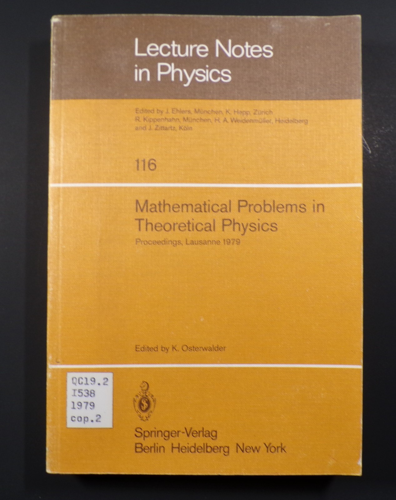 Mathematical Problems in Theoretical Physics by Osterwalder paperback