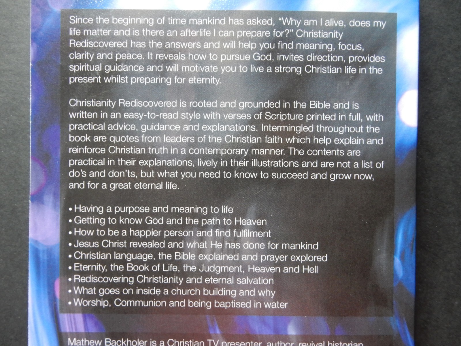 Christianity Rediscovered Path to Eternal Life: What you Need to Know BACKHOLER
