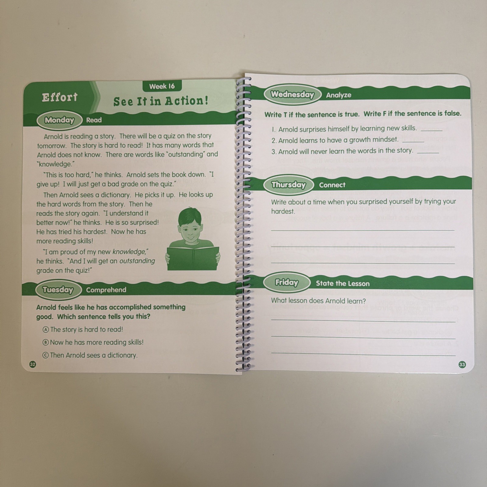 Growth Mindset Daily Practice Journal Grades 1, 2, Student Spiral Paper Book