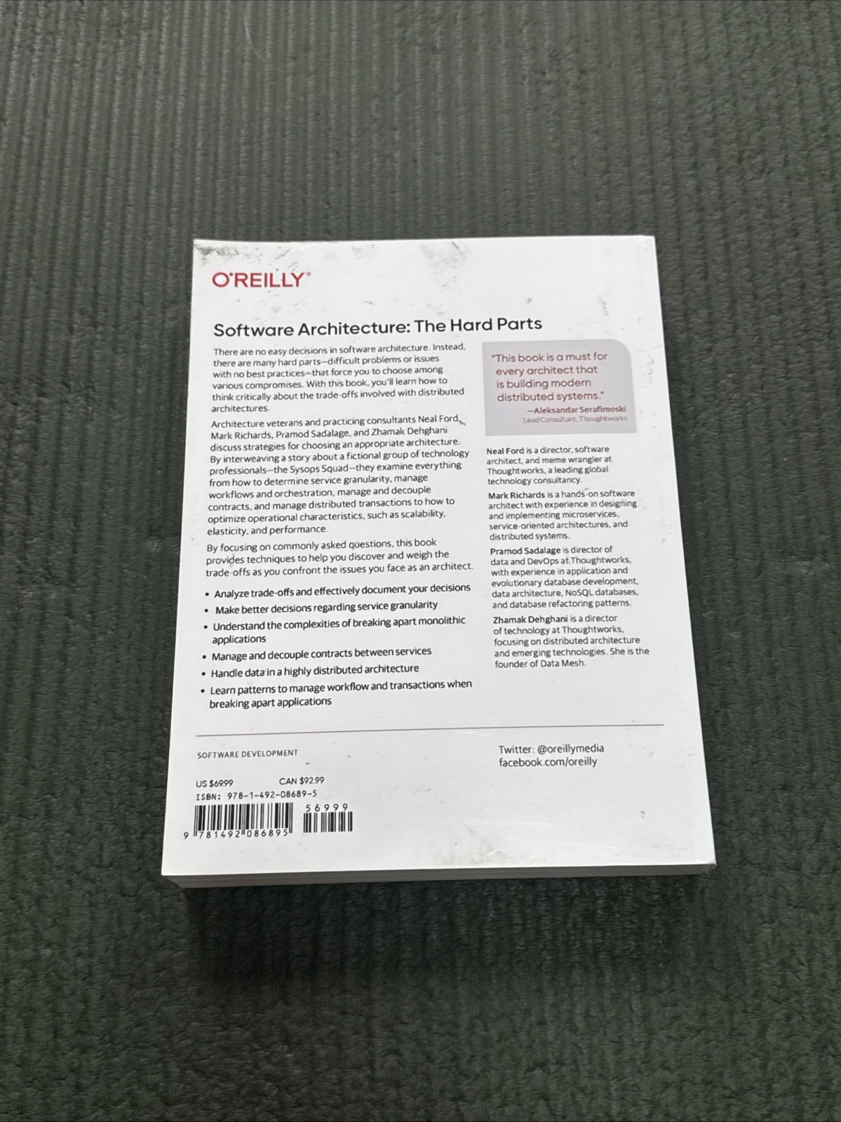 O’Reilly Software Architecture: The Hard Parts, Neal Ford (2022, First Edition)