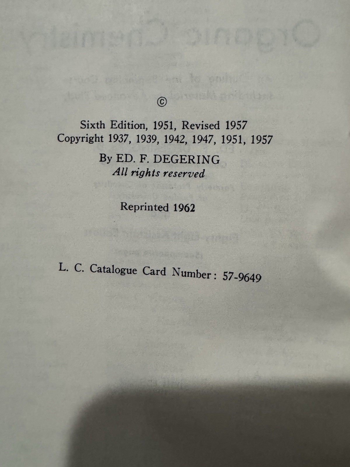 Organic Chemistry (College Outline Series) (6th edition) (Degering) (1959)