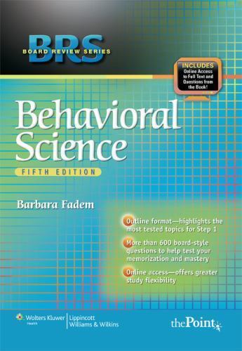 Board Review Ser.: BRS Behavioral Science by Barbara Fadem (2008, Trade…