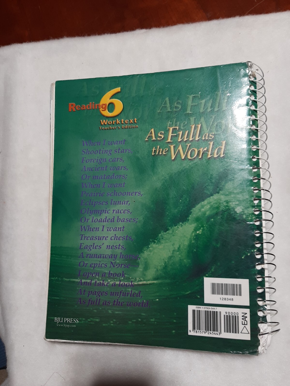 Reading Worktext Teacher Grd 6 by BJU Staff (2004, Trade Paperback)
