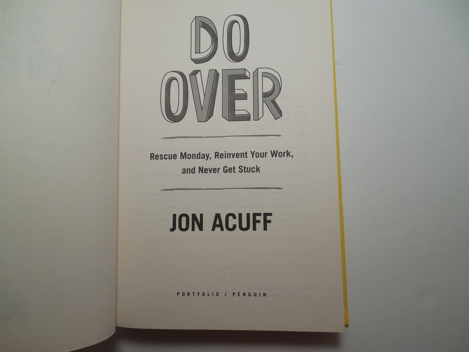 Do Over by Jon Acuff, 2015, 1st Ed, 1st Printing, Signed, Like New