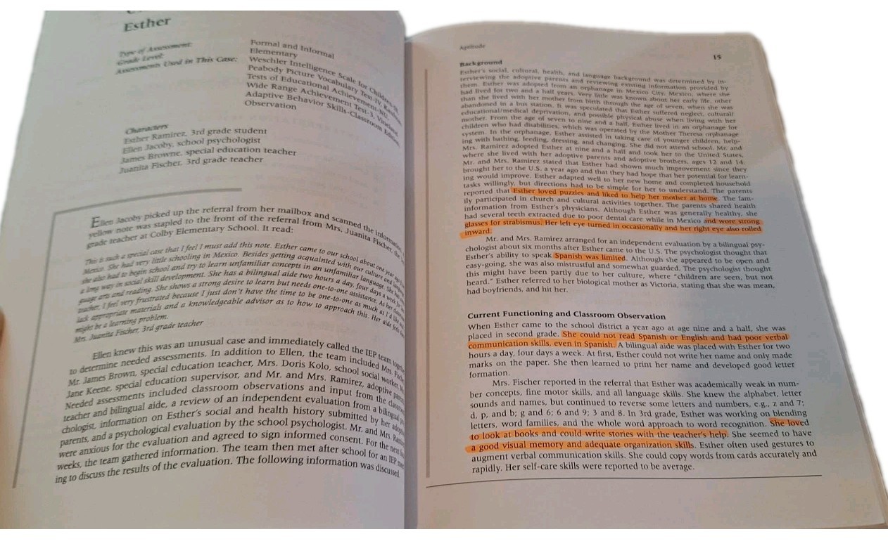 Cases in Special Education Assessment by Mary Weishaar and Victoria Scott (2004,