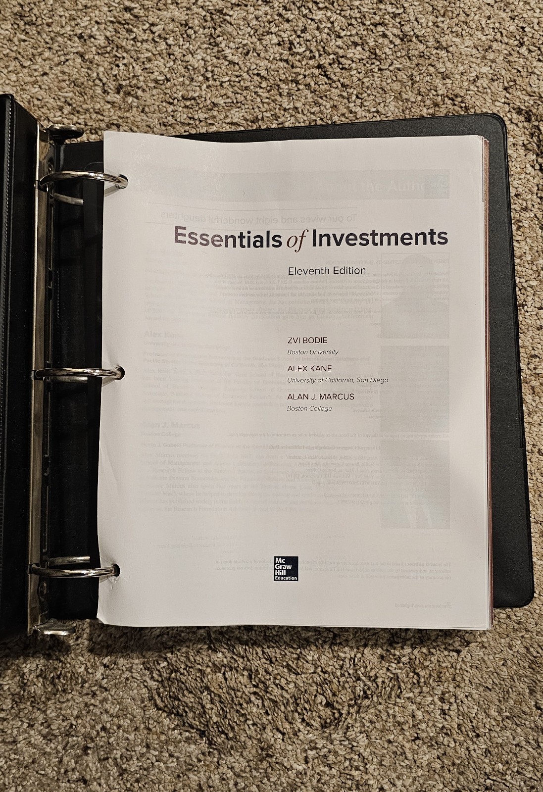 Essentials of Investments: Eleventh Edition by Alan J. Marcus (loose leaf)